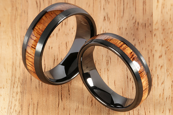 Koa Wood Wedding Rings  Available in Tungsten, Titanium, Sterling Silver &  Stainless Steel – Aolani Hawaii