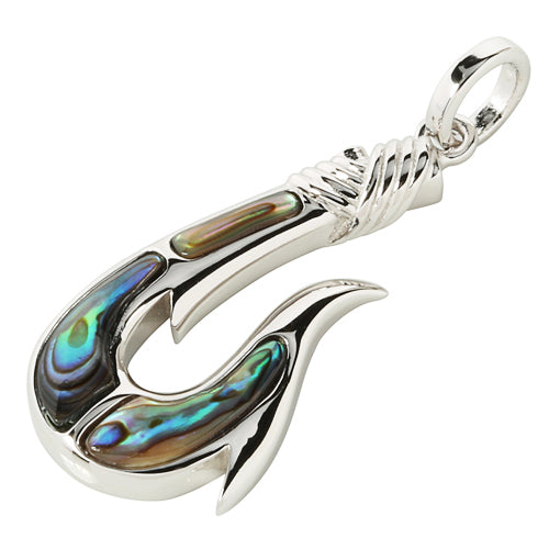 Sterling Silver Abalone Fish Hook Pendant (Chain Sold Separately)