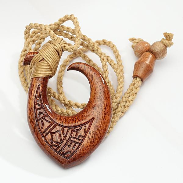 curly koa wood fish hook Hawaiian Koa Wood Fish Hook(Makau) Necklace(L)