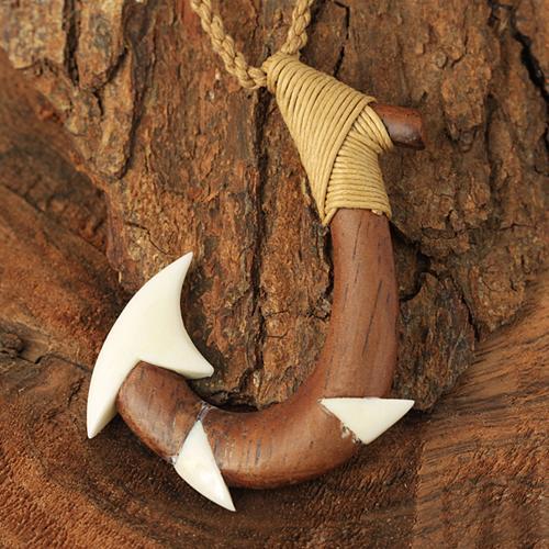 Koa Wood Bone Fish Hook Necklace Hanalei Jeweler Koa Wood Bone Fish Hook Necklace Hanalei Jeweler