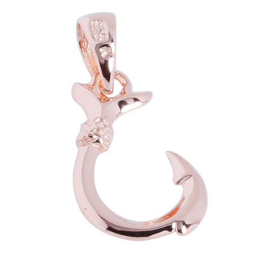 a small hawaiian fish hook Pink Gold Plated Sterling Silver Small Fish Hook Pendant (Chain Sold Separately)
