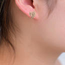 14K Yellow Gold 3D Monstera Leaf Post Earrings