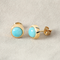 14K Yellow Gold Larimar Inlaid Post Earrings