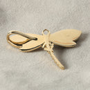 14K Yellow Gold Dragonfly with Blue Opal Inlaid Pendant  (Chain Sold Separately)