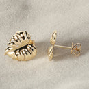 14K Yellow Gold 3D Monstera Leaf Post Earrings