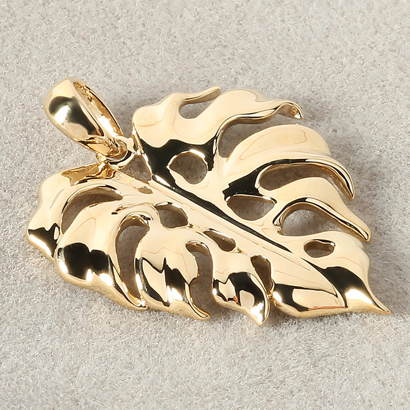 14K Yellow Gold 3D Monstera Leaf Pendant (Chain Sold Separately)