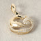 14K Yellow Gold Brushed Diving Dolphin on Wave with 0.25ct Diamonds Pendant (Chain Sold Separately)