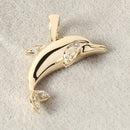 14K Yellow Gold Dolphin with 0.04ct Diamonds Pendant (Chain Sold Separately)