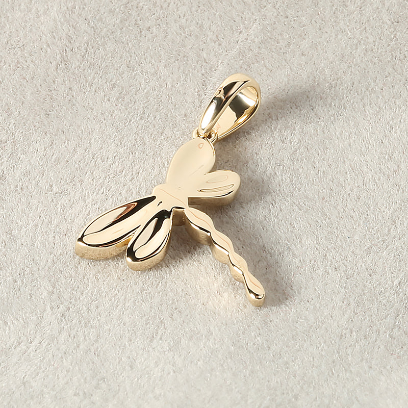 14K Yellow Gold Dragonfly with 0.02ct Diamonds Pendant (Chain Sold Separately)