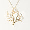 14K Yellow Gold 3D Coral with Akoya Pearls Pendant (Chain Sold Separately)