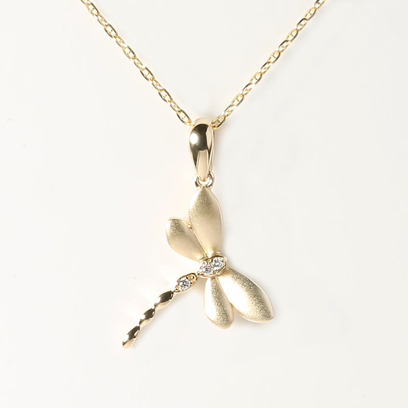 14K Yellow Gold Dragonfly with 0.02ct Diamonds Pendant (Chain Sold Separately)