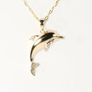 14K Yellow Gold Dolphin with 0.04ct Diamonds Pendant (Chain Sold Separately)