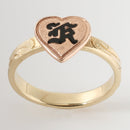 14K YG/PG Custom-Made Heart Shaped Initial Hawaiian Heirloom Ring