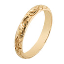 14K Yellow Gold Custom-Made Hawaiian Heirloom Ring with Princess Scroll Engraving 3mm