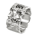 Sterling Silver Custom-Made Hawaiian Heirloom Ring Black Enamel 12mm Cut Out Edge (Heavy Weight)