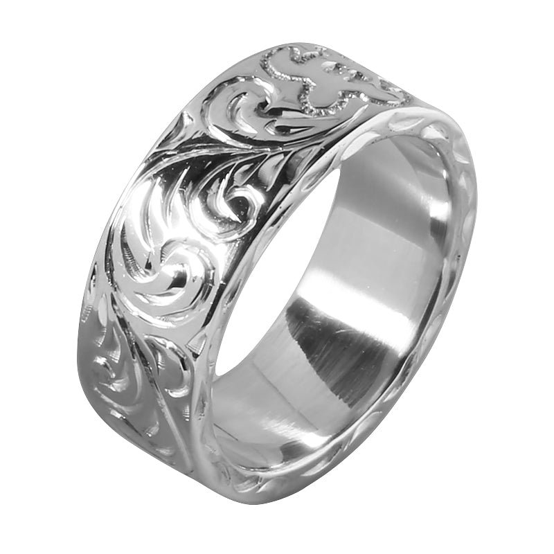 Sterling Silver Custom-Made Hawaiian Heirloom Ring Flat 8mm (Heavy Weight 2.0)