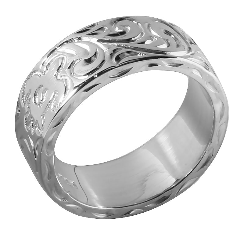 Sterling Silver Custom-Made Hawaiian Heirloom Ring Flat 8mm (Heavy Weight 2.0)