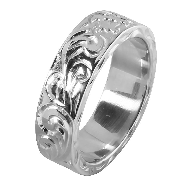 Sterling Silver Custom-Made Hawaiian Heirloom Ring Flat 6mm (Heavy Weight 2.0)