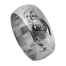 Sterling Silver Custom-Made Hawaiian Heirloom Ring Hawaiian Flowers Barrel 8mm (Heavy Weight 1.75)