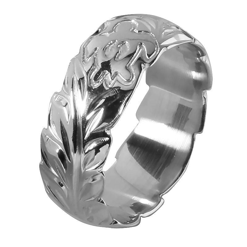 Sterling Silver Custom-Made Hawaiian Heirloom Ring Maile Barrel 8mm (Heavy Weight 1.75)