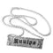 Sterling Silver Custom-Made ID Necklace Black Raise Letter with Scroll Engraving 20mm