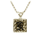 14K Gold Custom-Made Heirloom Initial Pendant Black Enamel Letter Diamond Cut Edge 12mm (Thickness 1.5mm)