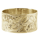 14K Gold Custom-Made Hawaiian Heirloom Bangle Hawaiian Flowers 32mm (Thickness 1.0mm)