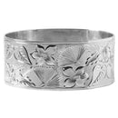 Sterling Silver Custom-Made Hawaiian Heirloom Bangle Raise Letter with Hawaiian Flowers 32mm