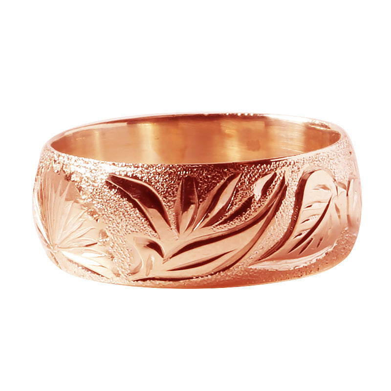 14K Gold Custom-Made Hawaiian Flowers Ring No Edge (Thickness 1.5mm)