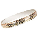 14K Tri-Color Gold Custom-Made Hawaiian Scroll Double Cut Out Edge Bangle