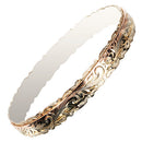 14K Tri-Color Gold Custom-Made Hawaiian Scroll Double Cut Out Edge Bangle