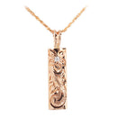 14K Gold Custom-Made Hawaiian Scroll with Diamond Inlay Smooth Edge Vertical Pendant (Thickness 1.5mm)