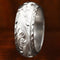 14K White Gold/Sterling Silver Custom-Made Plumeria Scroll Double Raise Letter Diamond Cut Edge Ring (Thickness 2.5mm)