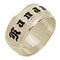 14K Gold Custom-Made Plumeria Scroll Black Enamel Raise Letter Smooth Edge Ring (Thickness 1.5mm)