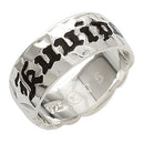 Sterling Silver Custom-Made Plumeria King Scroll Black Enamel Letter Cut Out Edge Ring (Heavy 1.75)