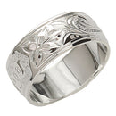 Sterling Silver Custom-Made Plumeria King Scroll Raise Letter Smooth Edge Ring (Heavy 1.75)