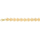 14K Yellow Gold Plumeria Link Bracelet Sandblast Polish Edge 5mm