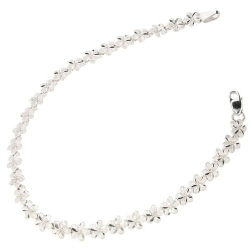 14k White Gold Plumeria Linked Bracelet