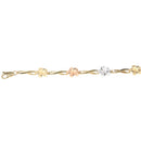 14K Tri-Color Gold Plumeria Twist Bar Bracelet Sandblast Polish Edge