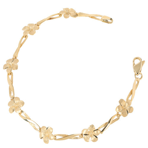 14k Yellow Gold Plumeria Bracelet