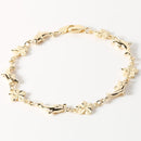 14K Yellow Gold 3D Dolphin and Plumeria Bracelet