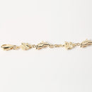 14K Yellow Gold 3D Dolphin and Plumeria Bracelet