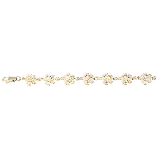 14K Yellow Gold Turtle Bracelet Diamond Cut Finish