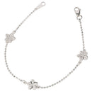 14K White Gold Bead Chain Hawaiian Plumeria Bracelet