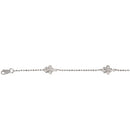 14K White Gold Bead Chain Plumeria Bracelet Sandblast Polish Edge