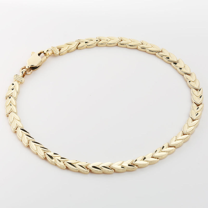 14K Yellow Gold Maile Leaf Bracelet 5mm