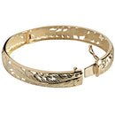 14K Yellow Gold See Through Maile Leaf Bangle 12mm