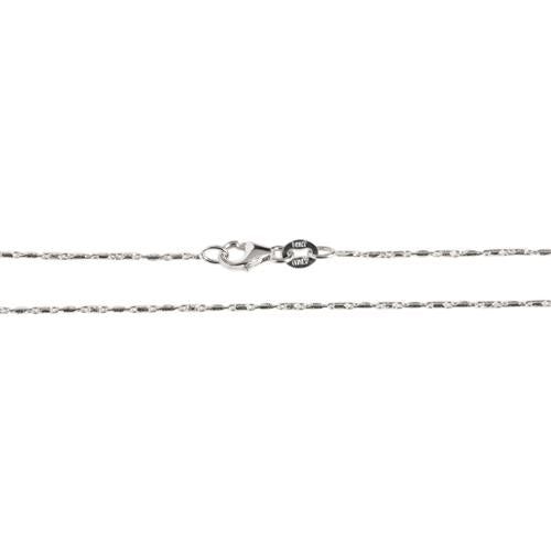 14K White Gold Diamond Cut Bar Chain