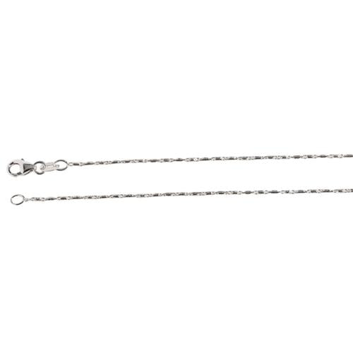 14K White Gold Diamond Cut Bar Chain