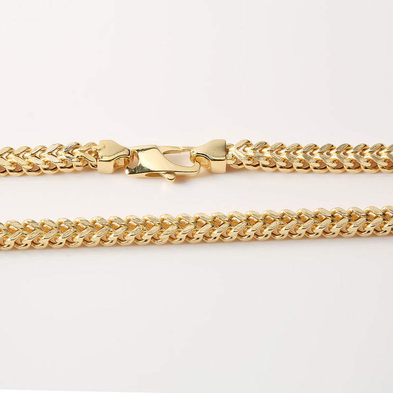 14K Yellow Gold Franco Men's Chain 3.8*3.5mm 22 Inches